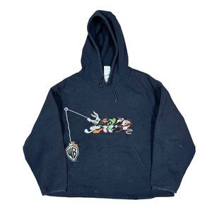 Vintage 1990s WB Looney Tunes Hooded Pullover Women’s Sz L‎ [Flaws]